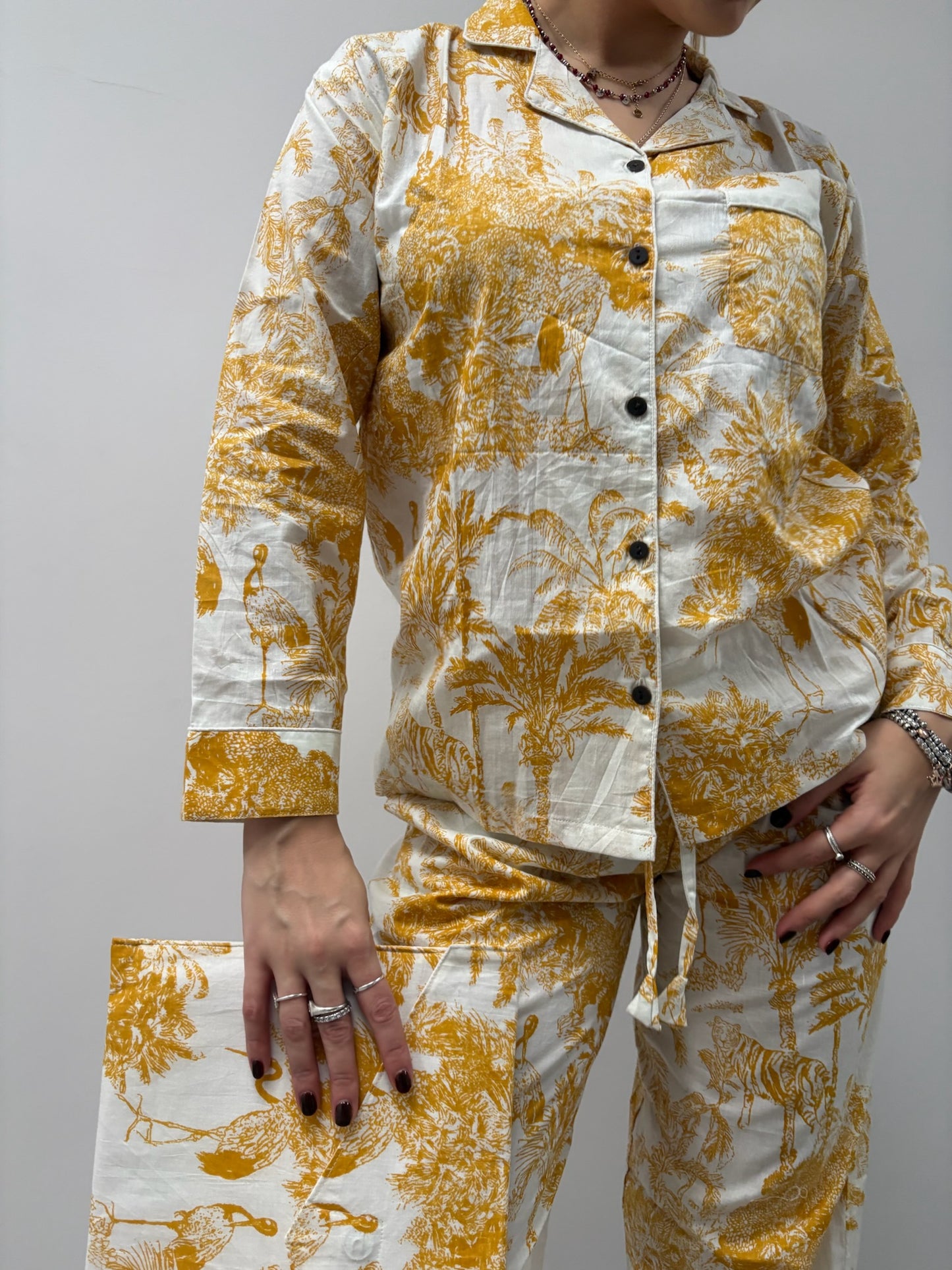 Pigiama 100% puro cotone fantasia floreale, made in Jaipur