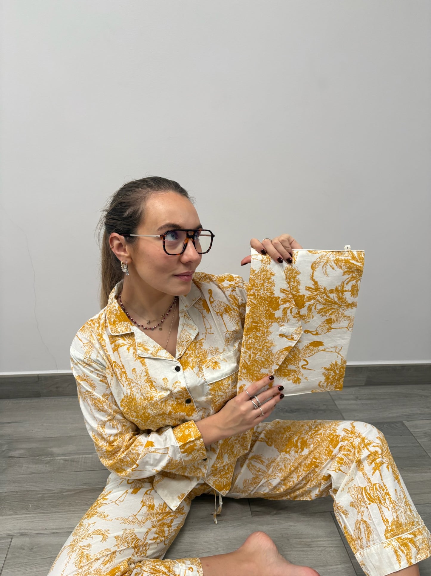 Pigiama 100% puro cotone fantasia floreale, made in Jaipur