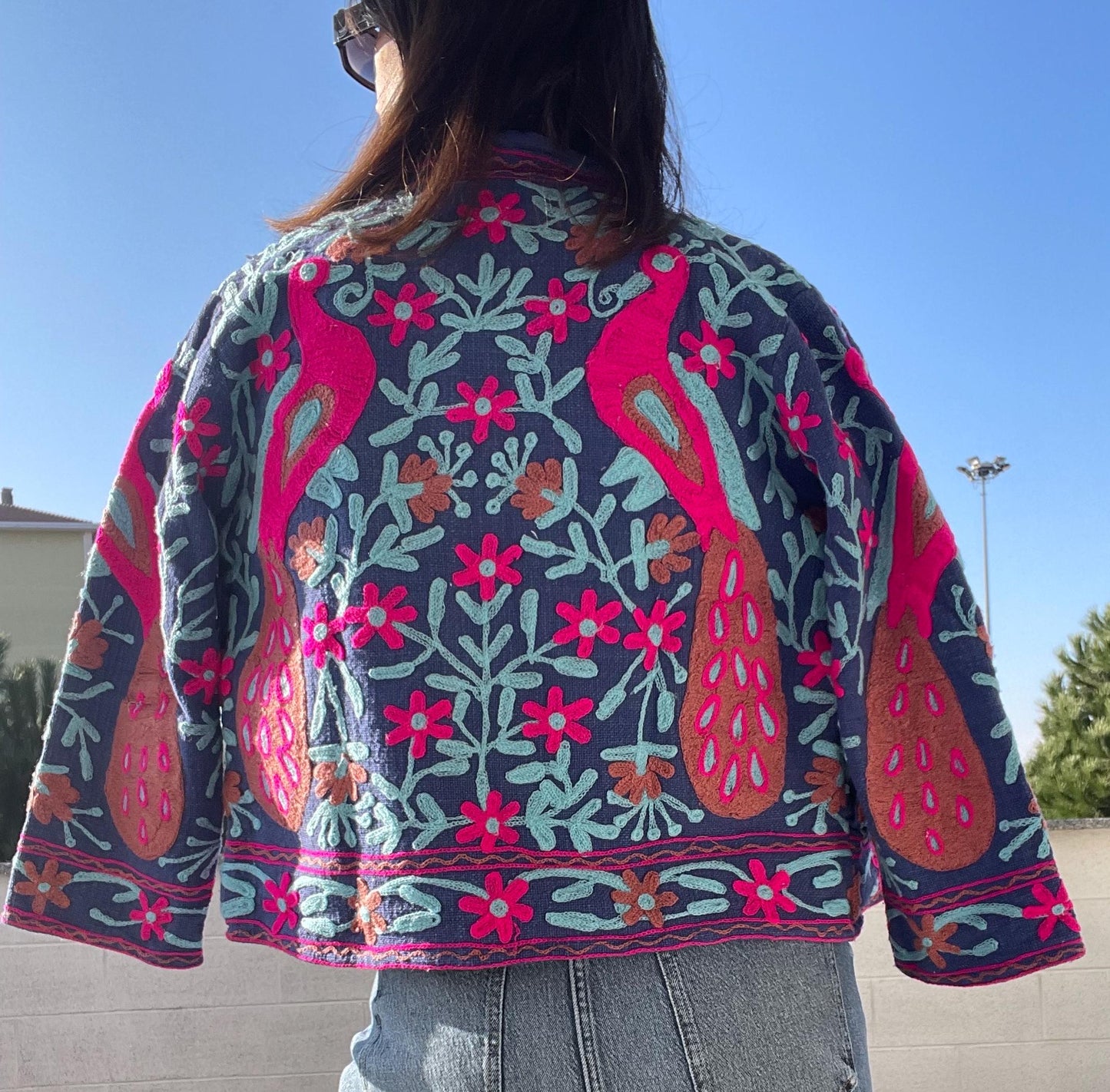 Giacca stile boho in cotone organico ricamata a mano, made in Jaipur