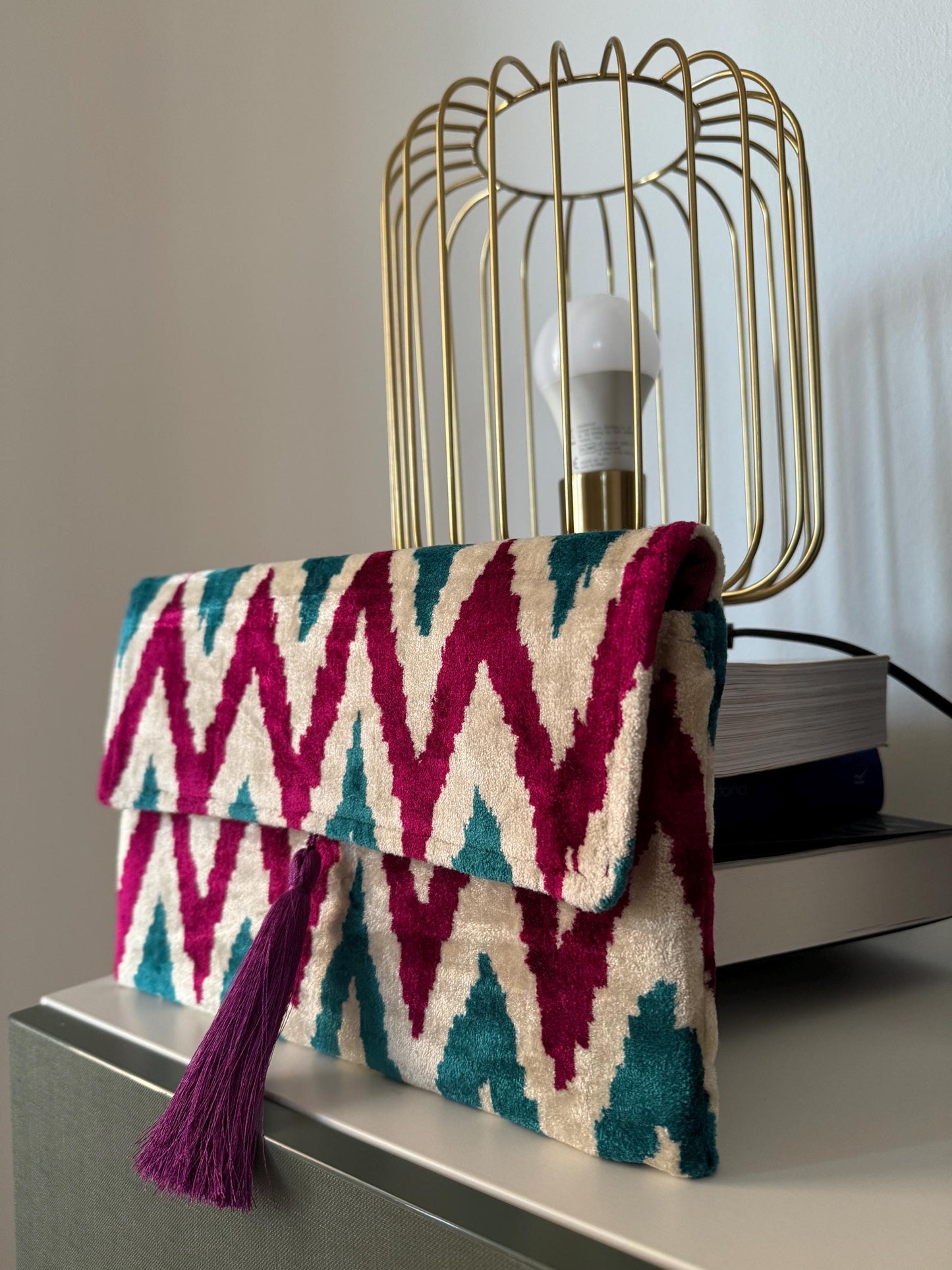 Borsa a mano in velluto Ikat, made in Uzbekistan
