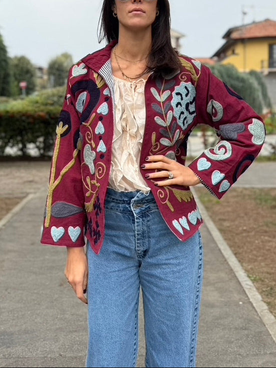 Giacca suzani ricamata a mano 