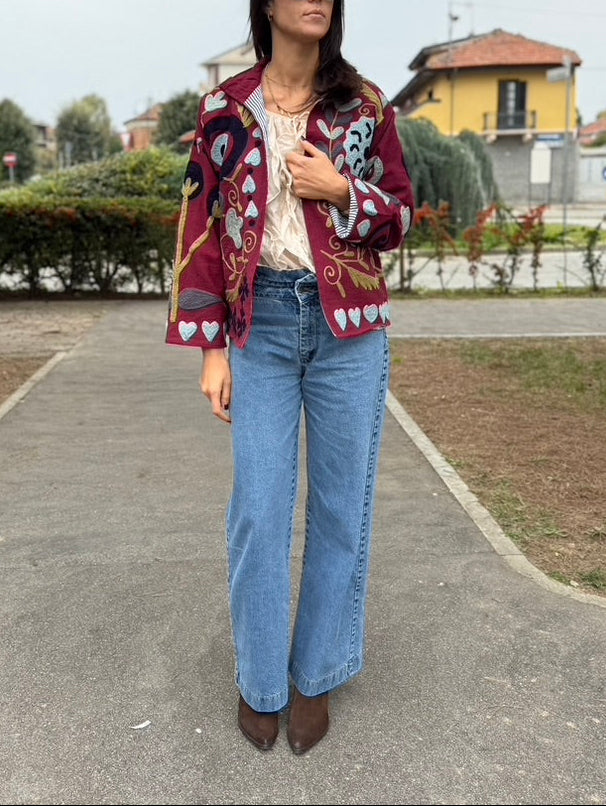 Giacca suzani ricamata a mano 