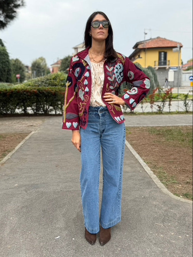 Giacca suzani ricamata a mano 