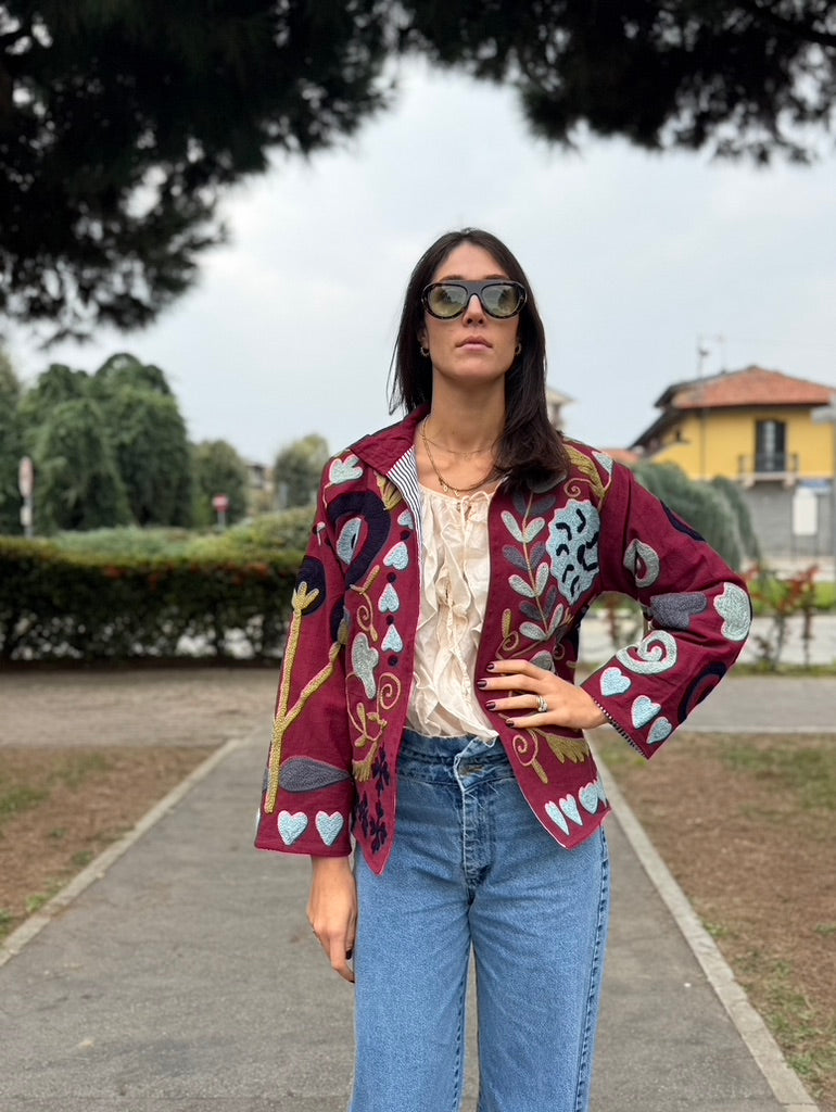 Giacca suzani ricamata a mano 