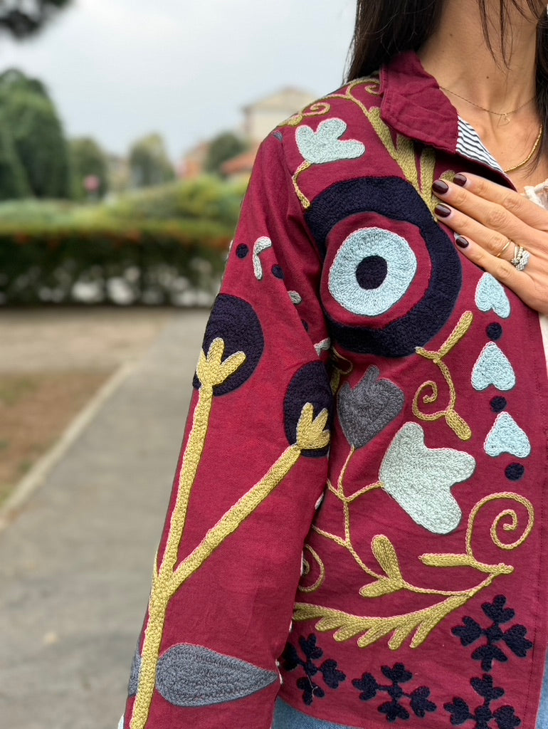 Giacca suzani ricamata a mano 